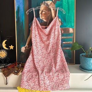 SHEIN Pink Floral Pattern Slip Dress L